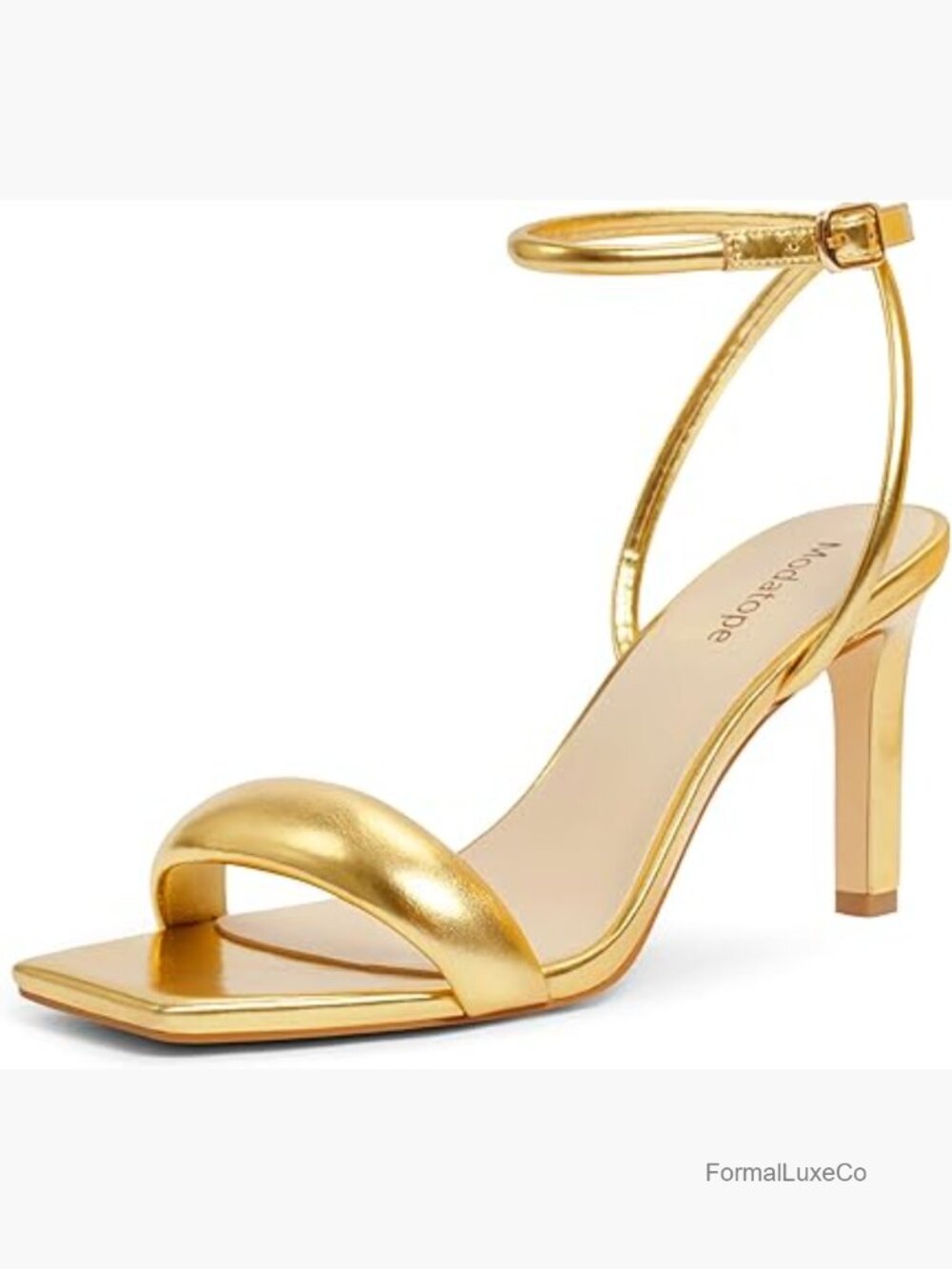 Square Open Toe Strappy High Heels with Ankle Strap